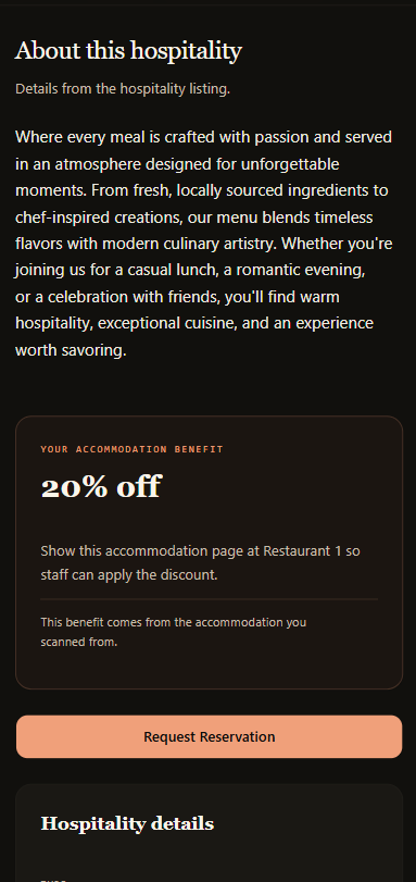 Guest selects a hospitality partner