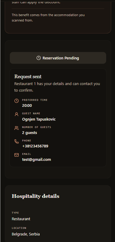 The request is sent and tracked