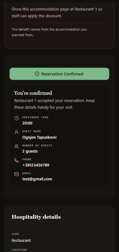 Hospitality owner confirms the reservation